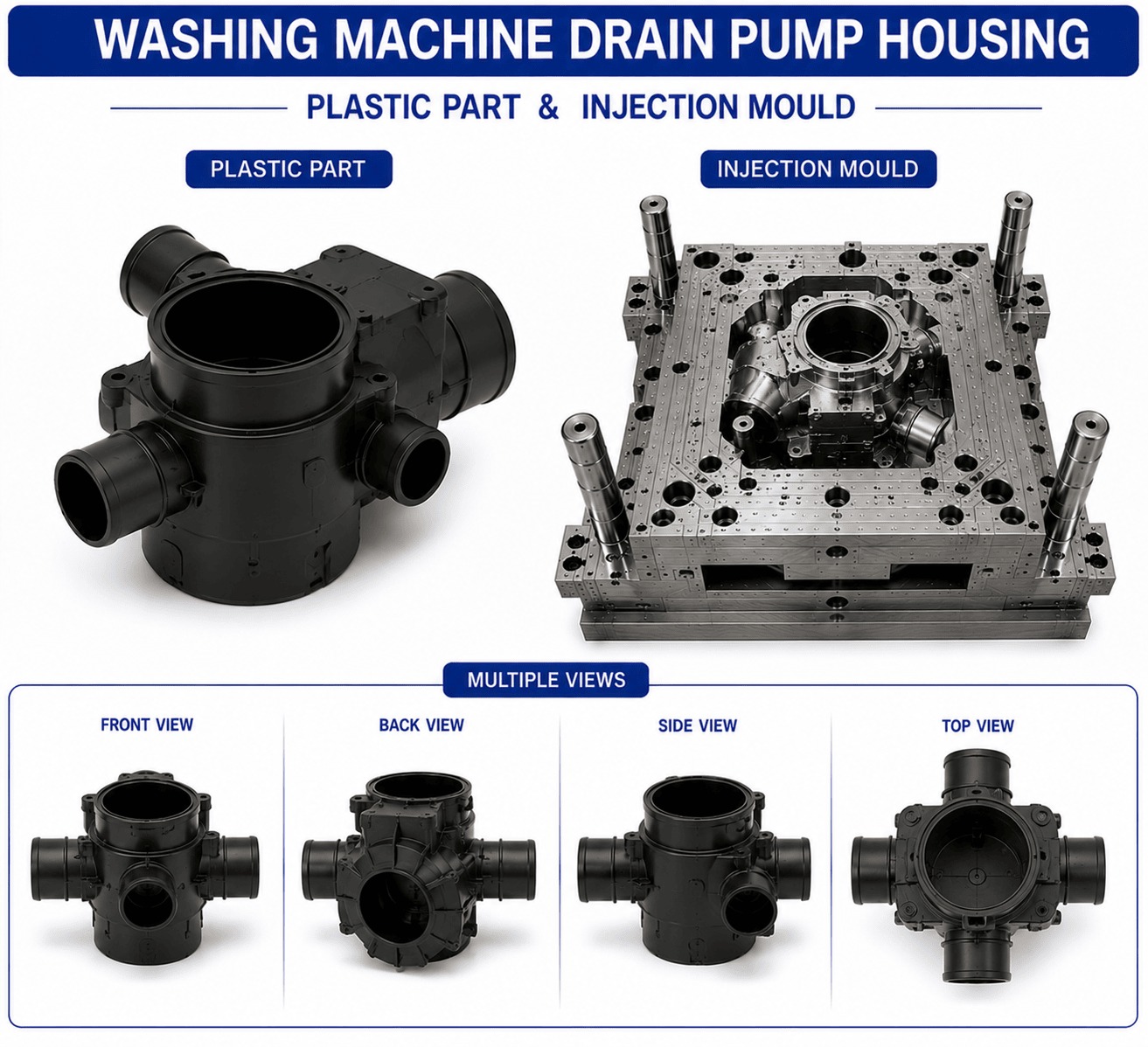 Washing Machine Plastic Drain Pump Housing